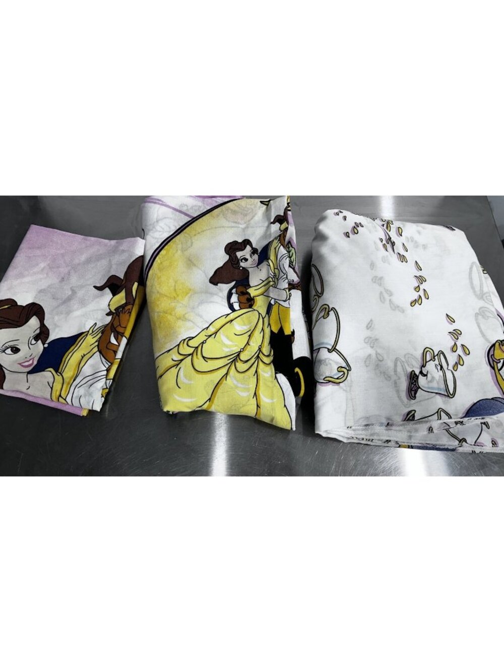 Vintage Disney Beauty And The Beast Twin Size Fitted Flat Sheet & 1 Pillow Case